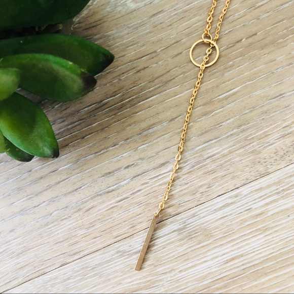 Gold Circle Bar Necklace - Picture 3 of 4